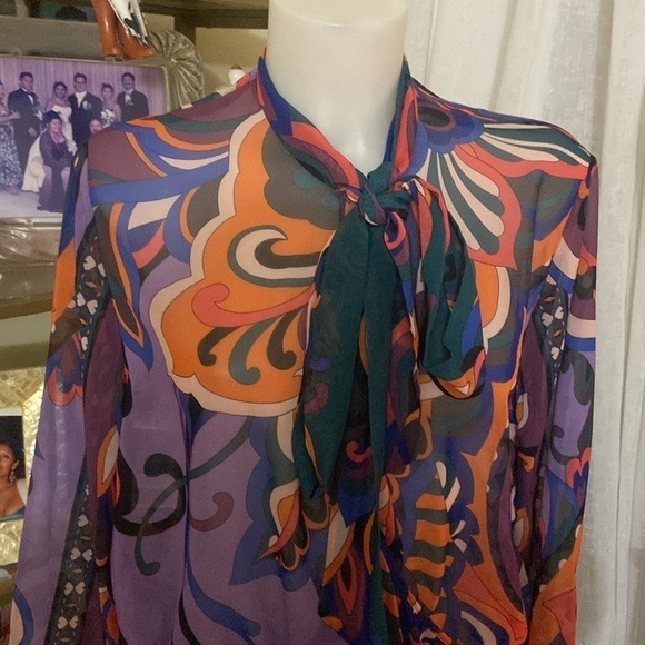 Zara mine dress tied high collar front slit long sleeve. NWOT - Picture 3 of 8